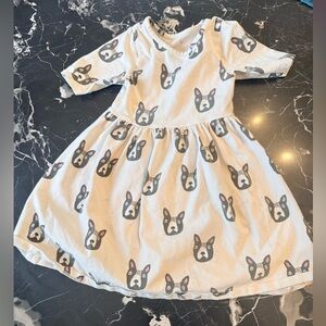 Pink Chicken Cream Dog Print Kids Dress